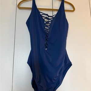 Lilly Pulitzer Deep Navy One-Piece Swimsuit with Lace-Up Front